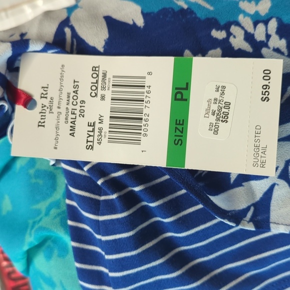 Ruby Rd Blue Floral Butterfly Woven Top NWT MSRP $59 - Picture 5 of 5